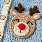 Crochet Reindeer Baby Outfit, Handmade Hooded Cardigan & Pants Set, Newborn Christmas Photo Prop, Baby’s First Christmas Gift