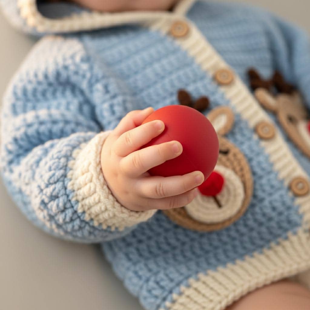 Crochet Reindeer Baby Outfit, Handmade Hooded Cardigan & Pants Set, Newborn Christmas Photo Prop, Baby’s First Christmas Gift