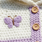 Crochet Baby Romper, Purple Butterfly Hooded Jumpsuit with Bow, Newborn Coming Home Outfit, Baby Girl Photo Prop, Baby Shower Gift