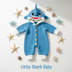 Crochet Shark Baby Outfit, Blue Hooded Romper, Newborn Photo Prop, Infant Halloween Costume, Ocean Theme Baby Shower Gift