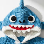 Crochet Shark Baby Outfit, Blue Hooded Romper, Newborn Photo Prop, Infant Halloween Costume, Ocean Theme Baby Shower Gift