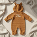 Personalized Crochet Squirrel Baby Romper, Woodland Hooded Animal Outfit, Newborn Photo Prop, Fall Baby Costume, Shower Gift