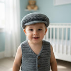 Crochet Baby Outfit, Newsboy Cap, Vest, Suspender Bloomers and Bow Headband, Newborn Photo Prop, Coming Home Outfit, Baby Shower Gift