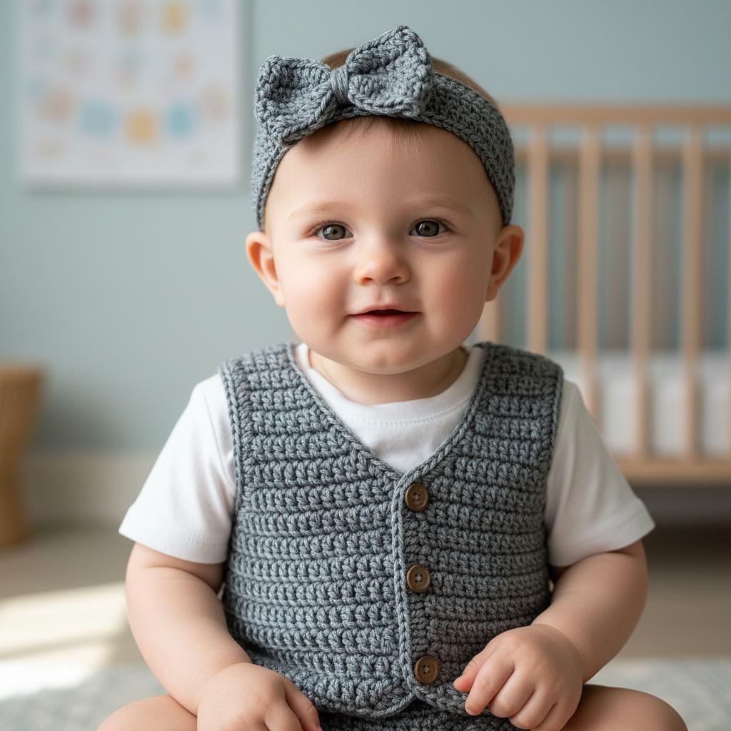 Crochet Baby Outfit, Newsboy Cap, Vest, Suspender Bloomers and Bow Headband, Newborn Photo Prop, Coming Home Outfit, Baby Shower Gift