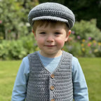 Crochet Baby Outfit, Newsboy Cap, Vest, Suspender Bloomers and Bow Headband, Newborn Photo Prop, Coming Home Outfit, Baby Shower Gift