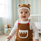 Crochet Gingerbread Baby Outfit, Christmas Baby Romper and Hat, Newborn Photo Prop, First Christmas Outfit, Handmade Baby Gift