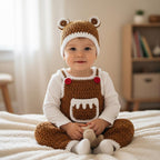 Crochet Gingerbread Baby Outfit, Christmas Baby Romper and Hat, Newborn Photo Prop, First Christmas Outfit, Handmade Baby Gift