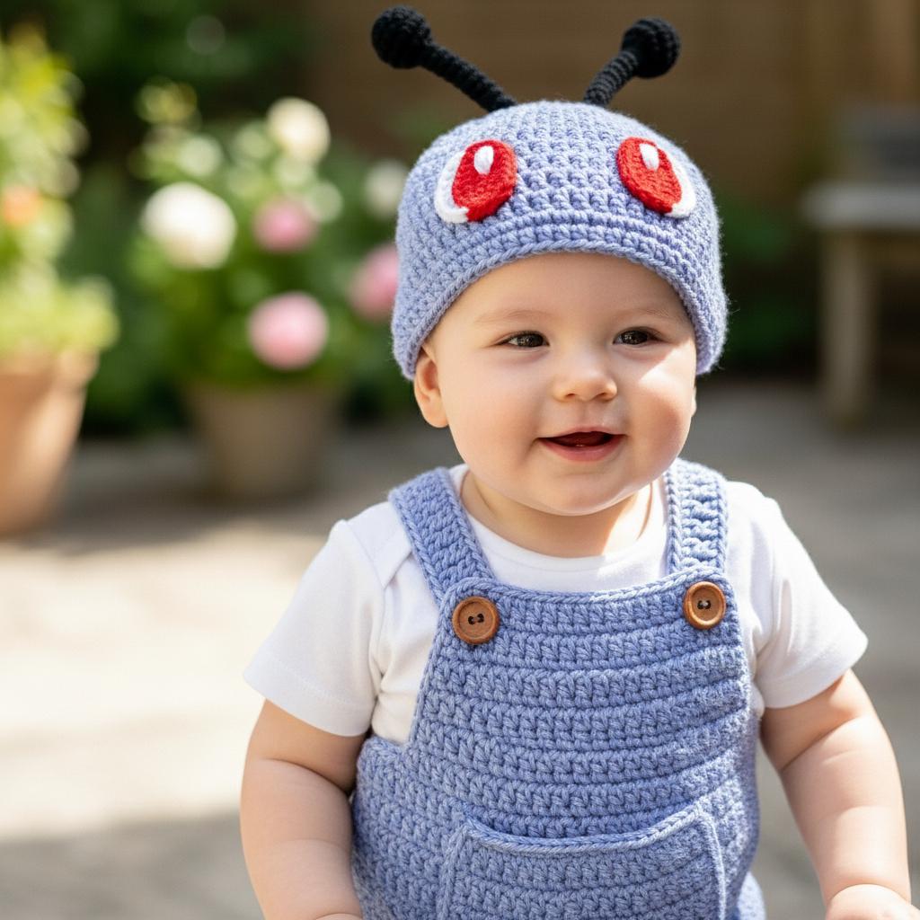 Crochet Alien Baby Outfit, Handmade Bug Antenna Hat, Romper & Booties Set, Newborn Photo Prop, Halloween Costume, Baby Shower Gift
