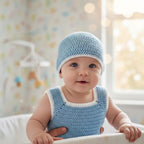 Handmade Crochet Baby Romper & Booties Set, Blue Newborn Coming Home Outfit, Baby Boy Photo Prop, Baby Shower Gift