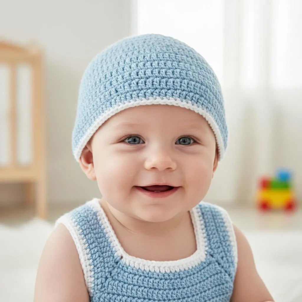 Handmade Crochet Baby Romper & Booties Set, Blue Newborn Coming Home Outfit, Baby Boy Photo Prop, Baby Shower Gift