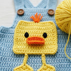 Crochet Duck Baby Romper, Handmade Blue Baby Overalls, Newborn Photo Prop, Easter Baby Outfit, Baby Shower Gift