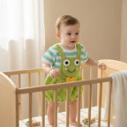 Crochet Frog Baby Outfit, Green Frog Romper and Striped Shirt, Newborn Photo Prop, Coming Home Outfit, Baby Shower Gift