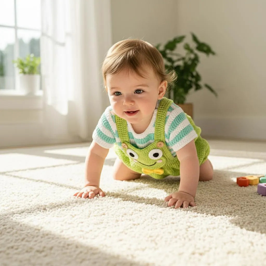 Crochet Frog Baby Outfit, Green Frog Romper and Striped Shirt, Newborn Photo Prop, Coming Home Outfit, Baby Shower Gift
