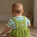 Crochet Frog Baby Outfit, Green Frog Romper and Striped Shirt, Newborn Photo Prop, Coming Home Outfit, Baby Shower Gift