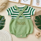 Crochet Elephant Baby Outfit, Handmade Green Romper and Striped Shirt, Newborn Photo Prop, Coming Home Outfit, Baby Shower Gift