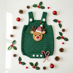 Crochet Baby Christmas Outfit, Reindeer Baby Romper, Handmade Newborn Photo Prop, Baby Boy First Christmas Gift