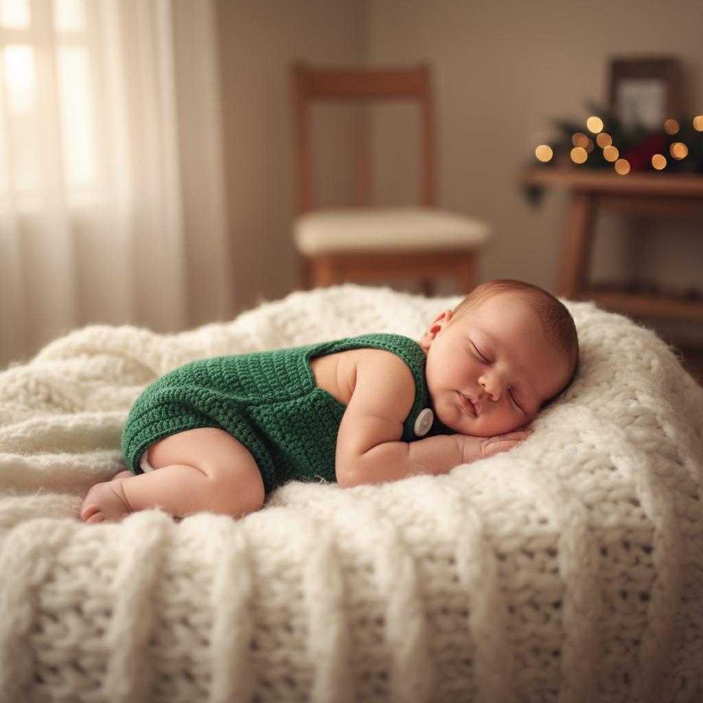 Crochet Baby Christmas Outfit, Reindeer Baby Romper, Handmade Newborn Photo Prop, Baby Boy First Christmas Gift