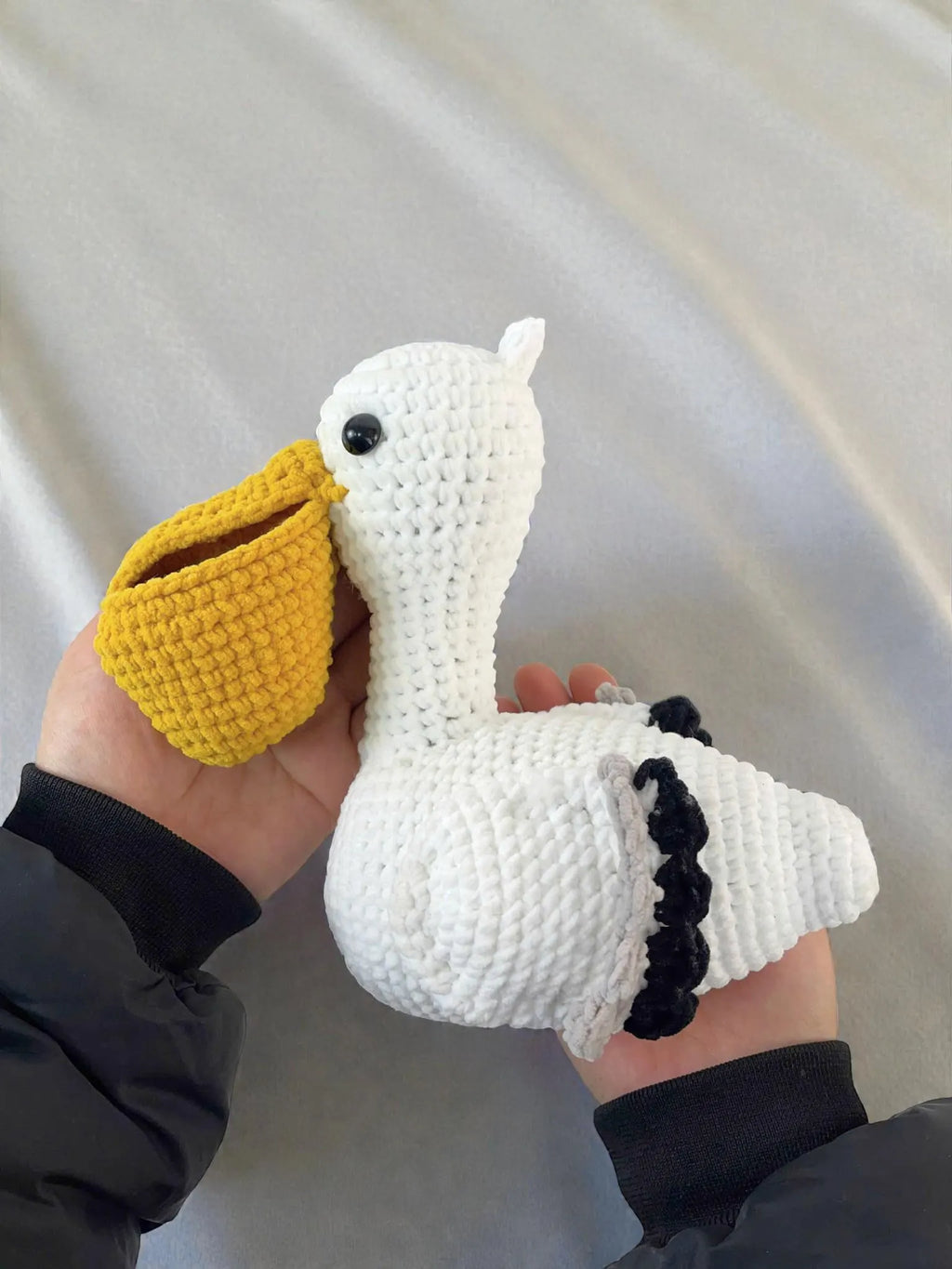 Amigurumi Pelican Crochet Pattern, Bird with Fish PDF Tutorial, 5 Languages Pattern PDF
