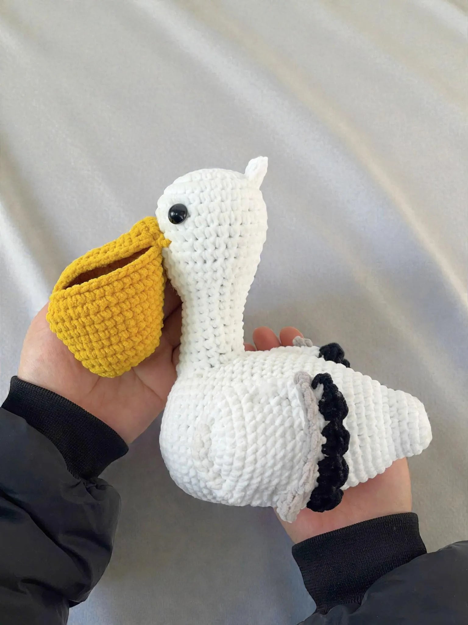 Amigurumi Pelican Crochet Pattern, Bird with Fish PDF Tutorial, 5 Languages Pattern PDF