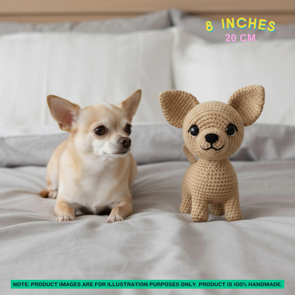 Smooth Coat Chihuahua Crochet Amigurumi Doll – Handmade Dog Plush