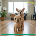 Smooth Coat Chihuahua Crochet Amigurumi Doll – Handmade Dog Plush