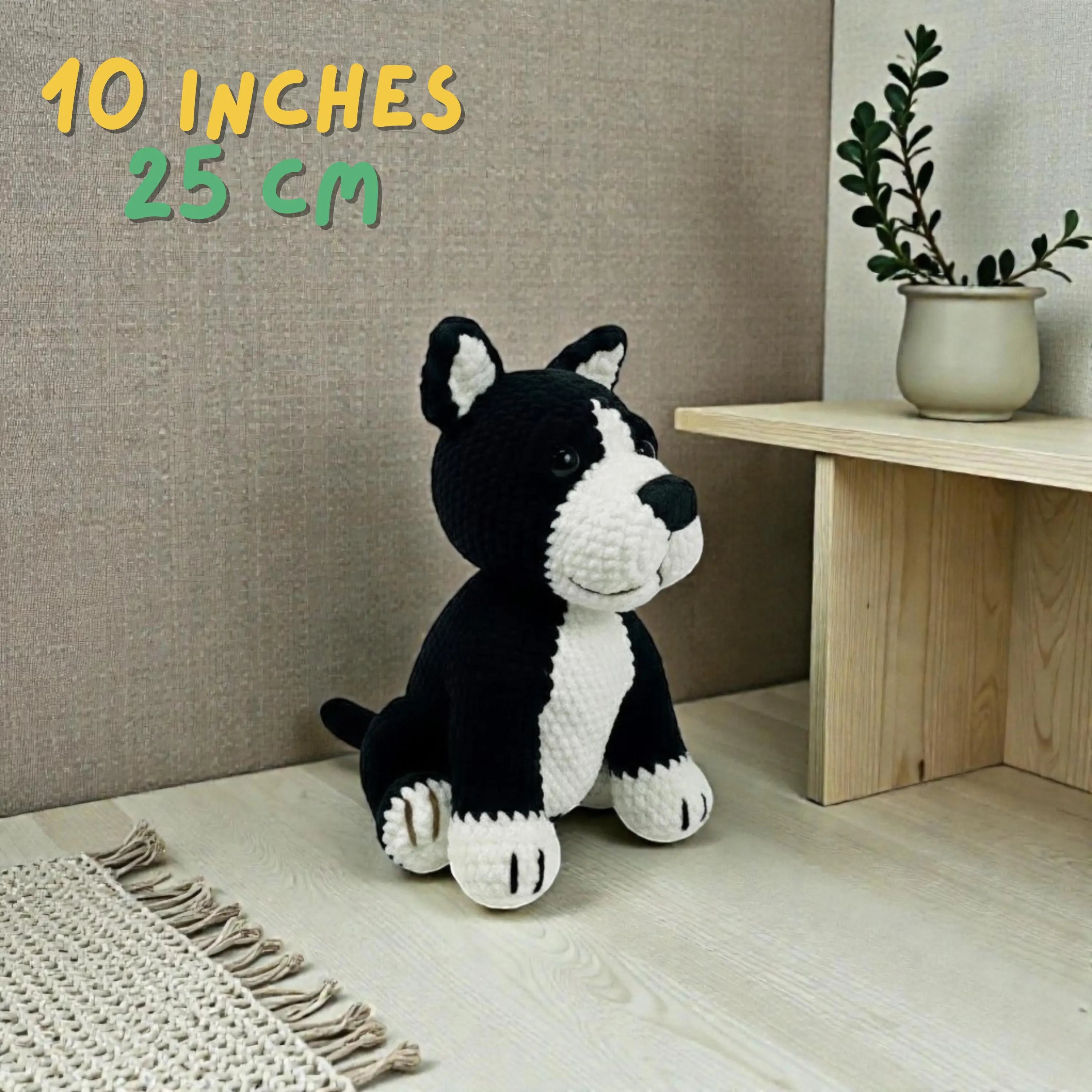 Dog Amigurumi Crochet Pattern, Black and White Dog Crochet Patterns, Easy Beginner PDF