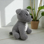Crochet Dog Pattern, Grey Amigurumi Puppy, Easy Beginner (PDF Pattern)