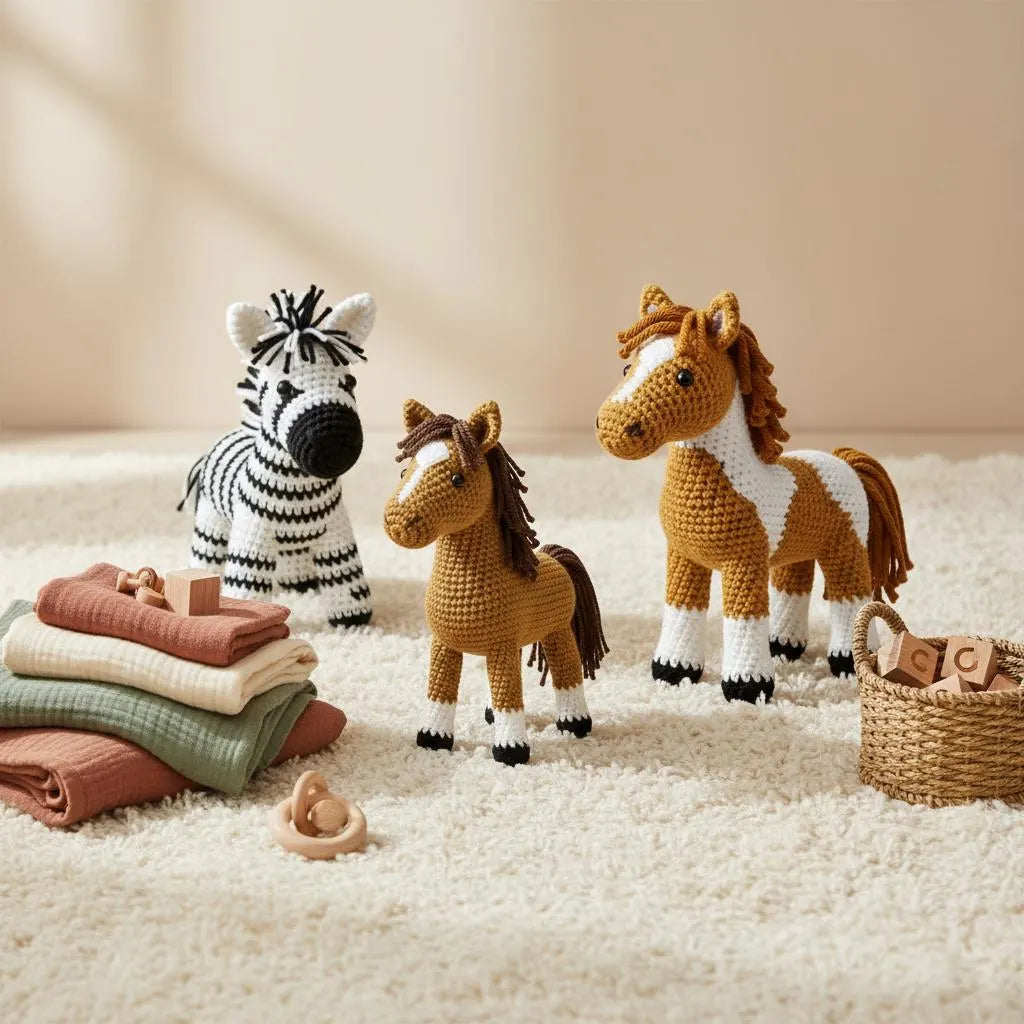 Amigurumi Horse Crochet Pattern Bundle, Beginner Animal Set (PDF Pattern)