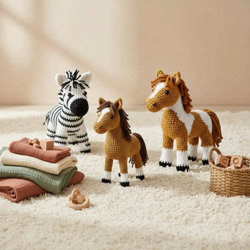 Amigurumi Horse Crochet Pattern Bundle, Beginner Animal Set (PDF Pattern)