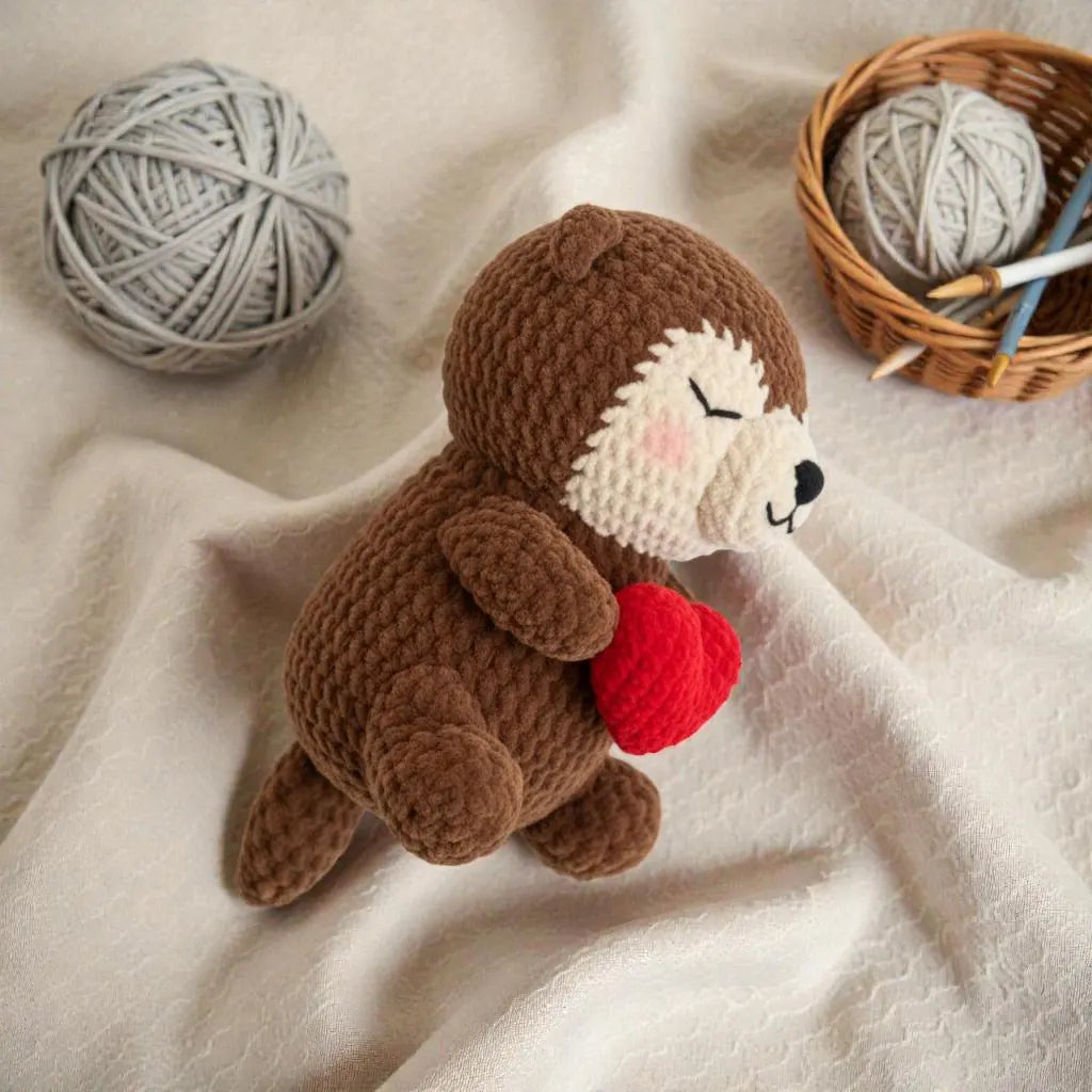 Otter Crochet Pattern, Heart Amigurumi, Beginner Animal Toy (PDF Pattern)