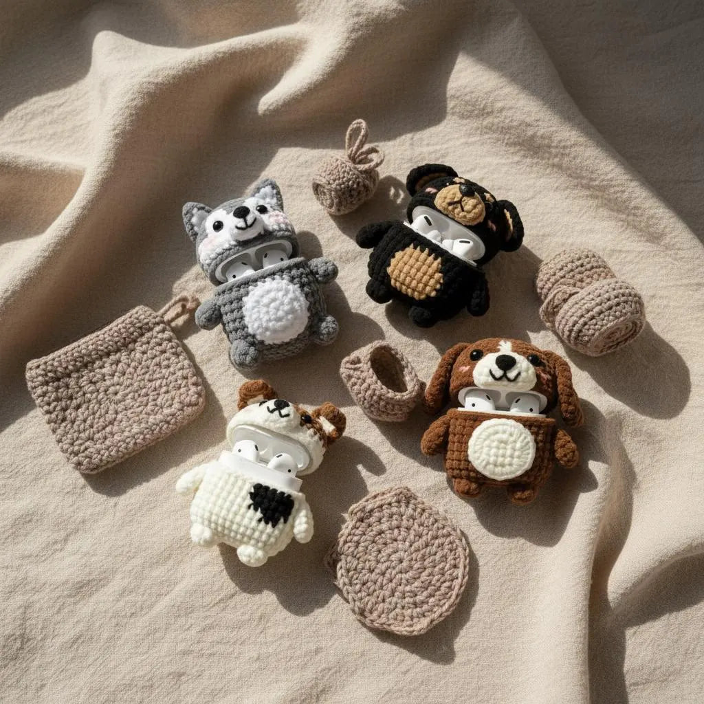 Dog AirPods Pro Crochet Case Patterns Bundle, Puppy Amigurumi Set (PDF Pattern)
