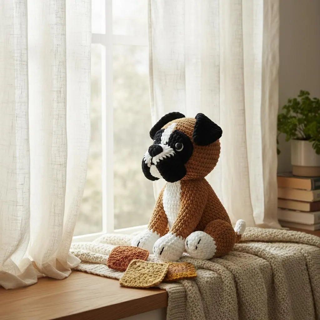 Amigurumi Boxer Dog Crochet Pattern, Puppy Plush Toy (PDF Pattern)