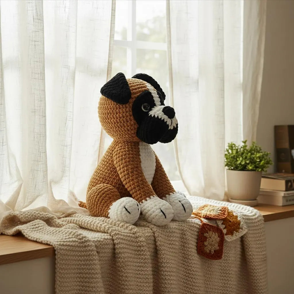 Amigurumi Boxer Dog Crochet Pattern, Puppy Plush Toy (PDF Pattern)