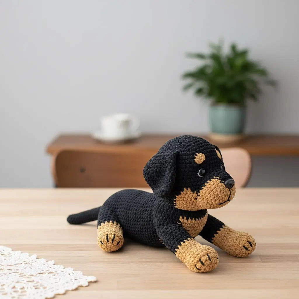 Rottweiler Puppy Crochet Pattern, Amigurumi Plush Toy (PDF Pattern)