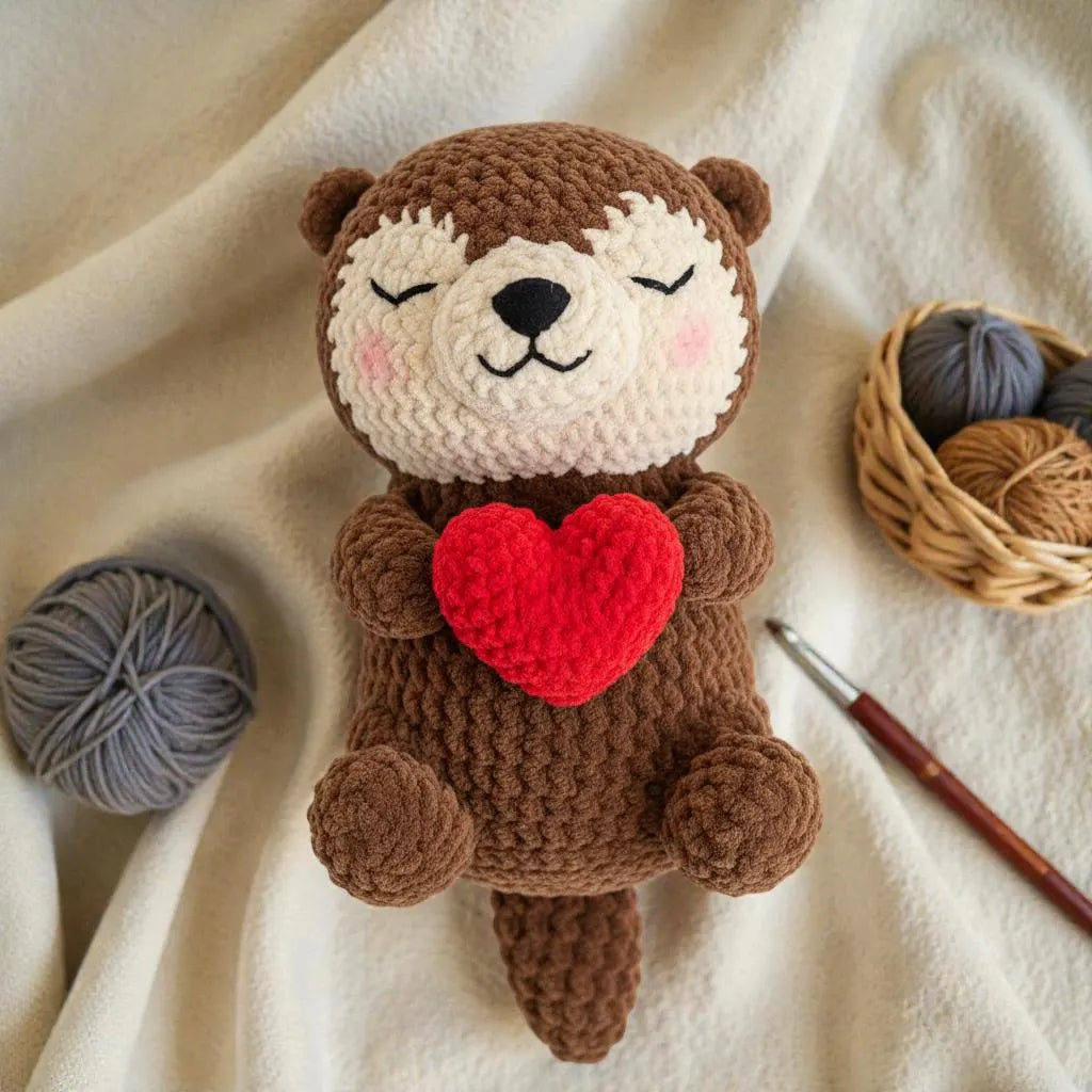 Otter Crochet Pattern, Heart Amigurumi, Beginner Animal Toy (PDF Pattern)