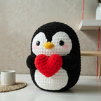 Valentine Penguin Crochet Pattern, Heart Amigurumi, 5 Languages Pattern PDF