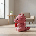 Amigurumi Crochet Pattern, Pink Dragon with Heart, Valentine Plush Toy (PDF Pattern)