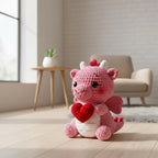 Amigurumi Crochet Pattern, Pink Dragon with Heart, Valentine Plush Toy (PDF Pattern)