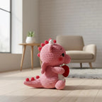 Amigurumi Crochet Pattern, Pink Dragon with Heart, Valentine Plush Toy (PDF Pattern)