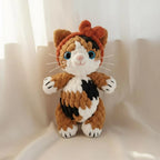 Calico Cat Amigurumi Crochet Pattern, Plush Toy with Bow (PDF Pattern)