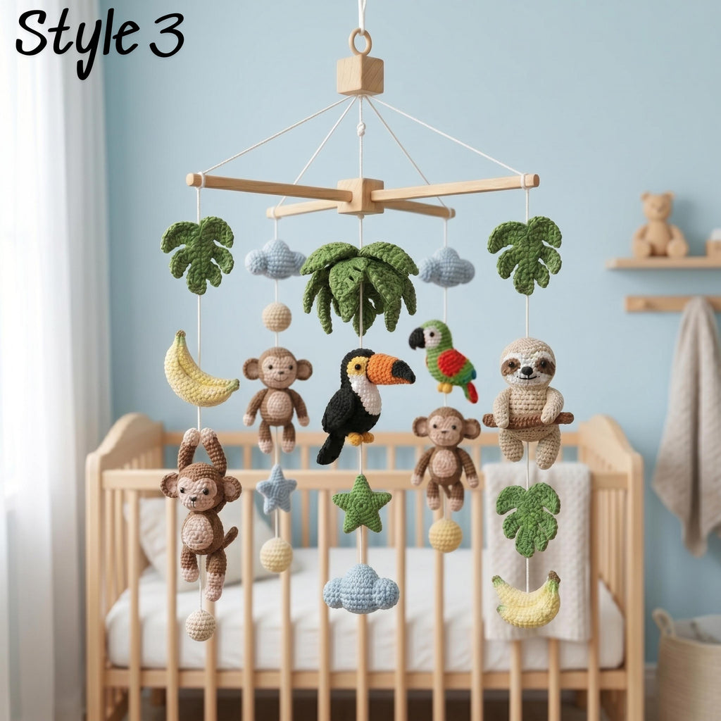 Handmade Jungle Baby Mobile, Safari Nursery Decor