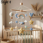 Rainbow Sun Baby Mobile, Crochet Star Cloud Airplane Crib Mobile