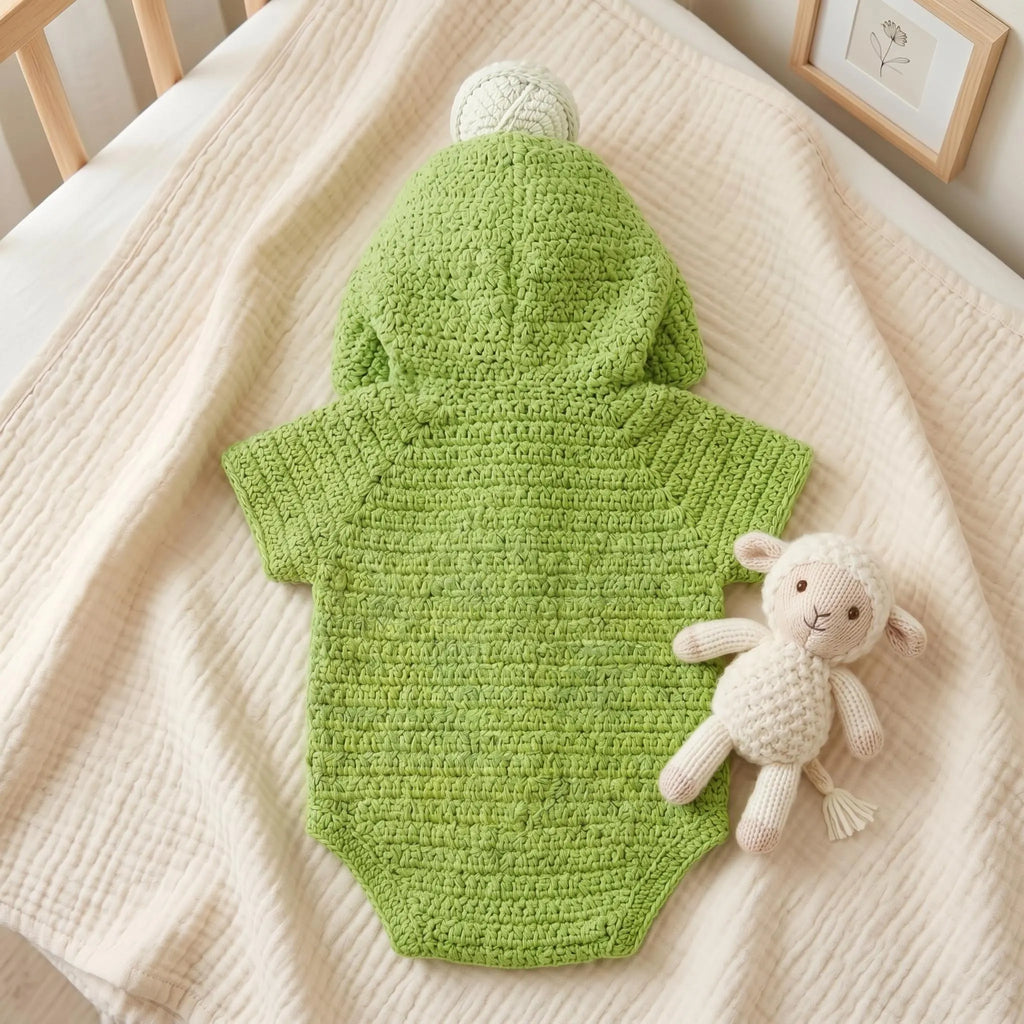 Crochet Baby Outfit, Little Sprout Green Hooded Romper, Plant Baby Costume, Newborn Photo Prop, Garden Baby Shower Gift