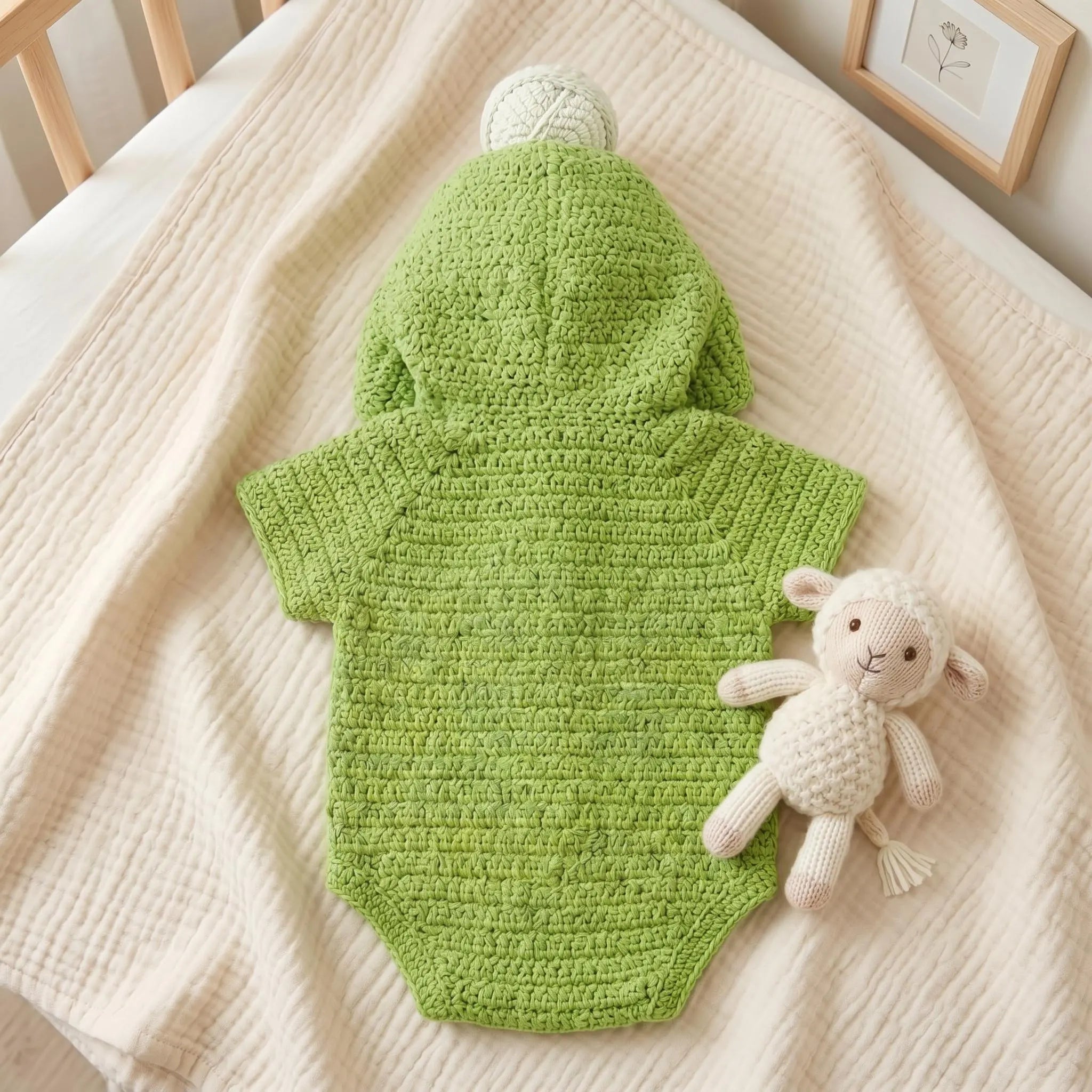 Crochet Baby Outfit, Little Sprout Green Hooded Romper, Plant Baby Costume, Newborn Photo Prop, Garden Baby Shower Gift