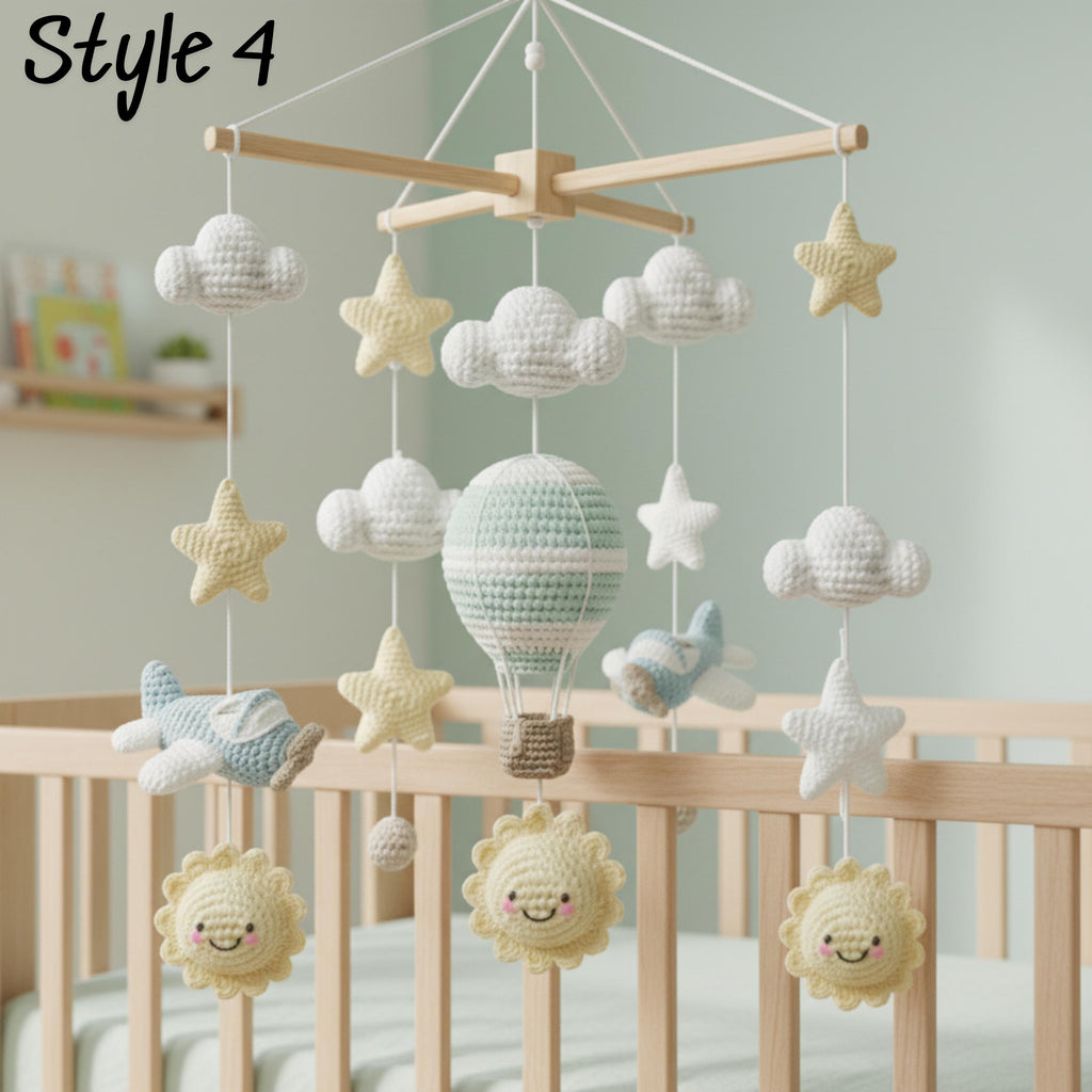 Handmade Baby Mobile X Frame, Airplane Crib Mobile, Hot Air Balloon Nursery Decor
