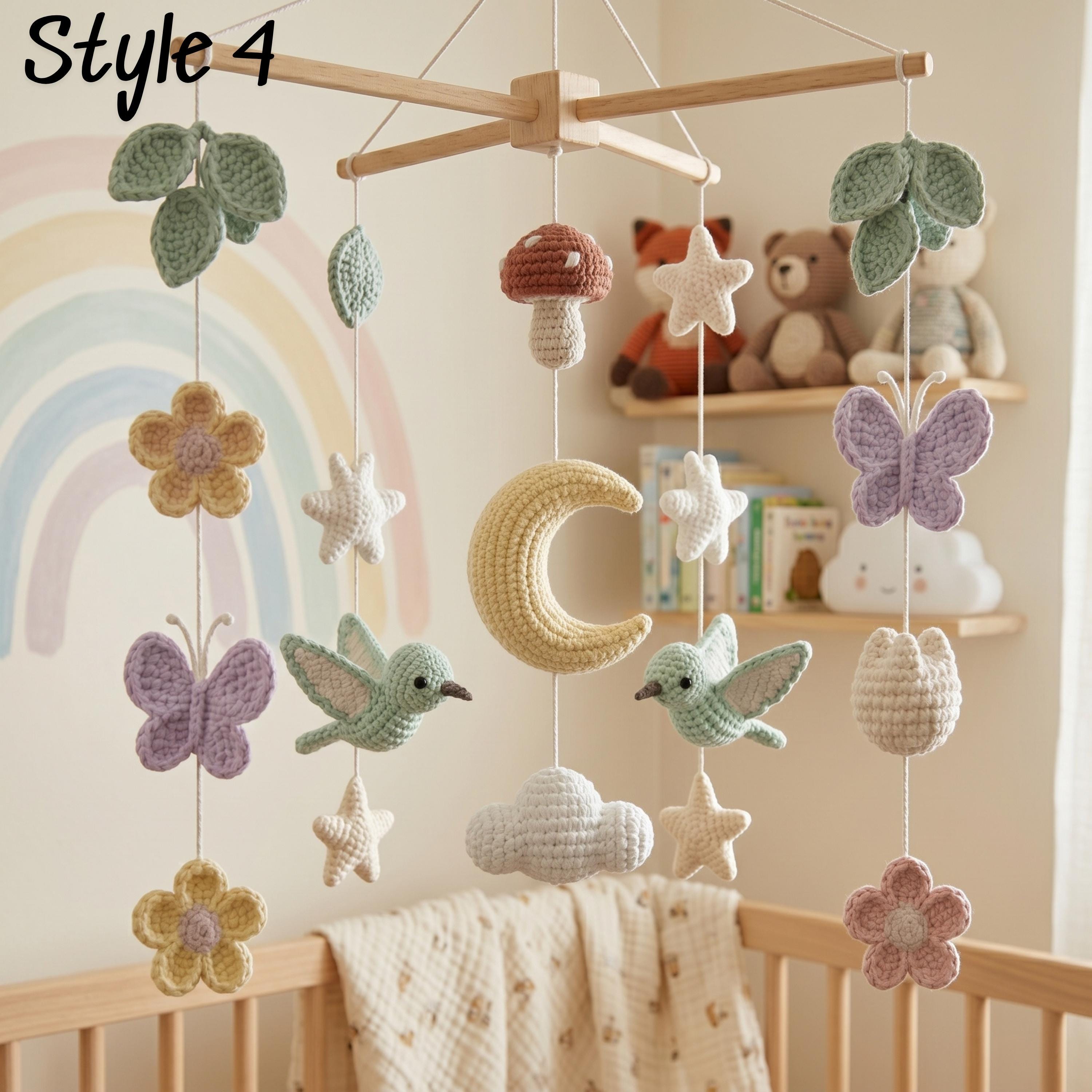Crochet Mushroom Hummingbird Butterfly Crib Mobile