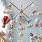Ocean Baby Mobile, Crochet Whale Rainbow Lighthouse Crib Mobile