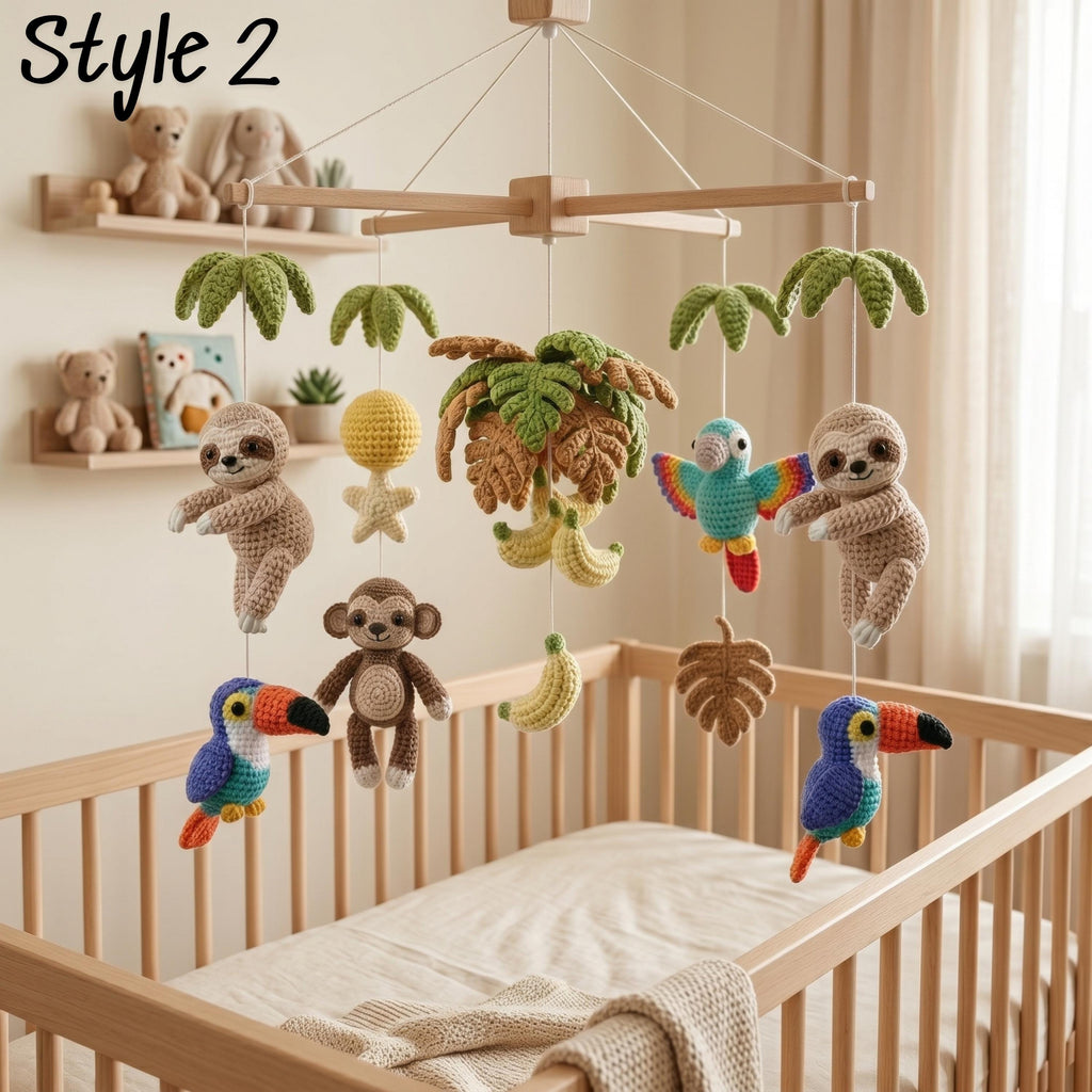 Handmade Jungle Baby Mobile, Safari Nursery Decor