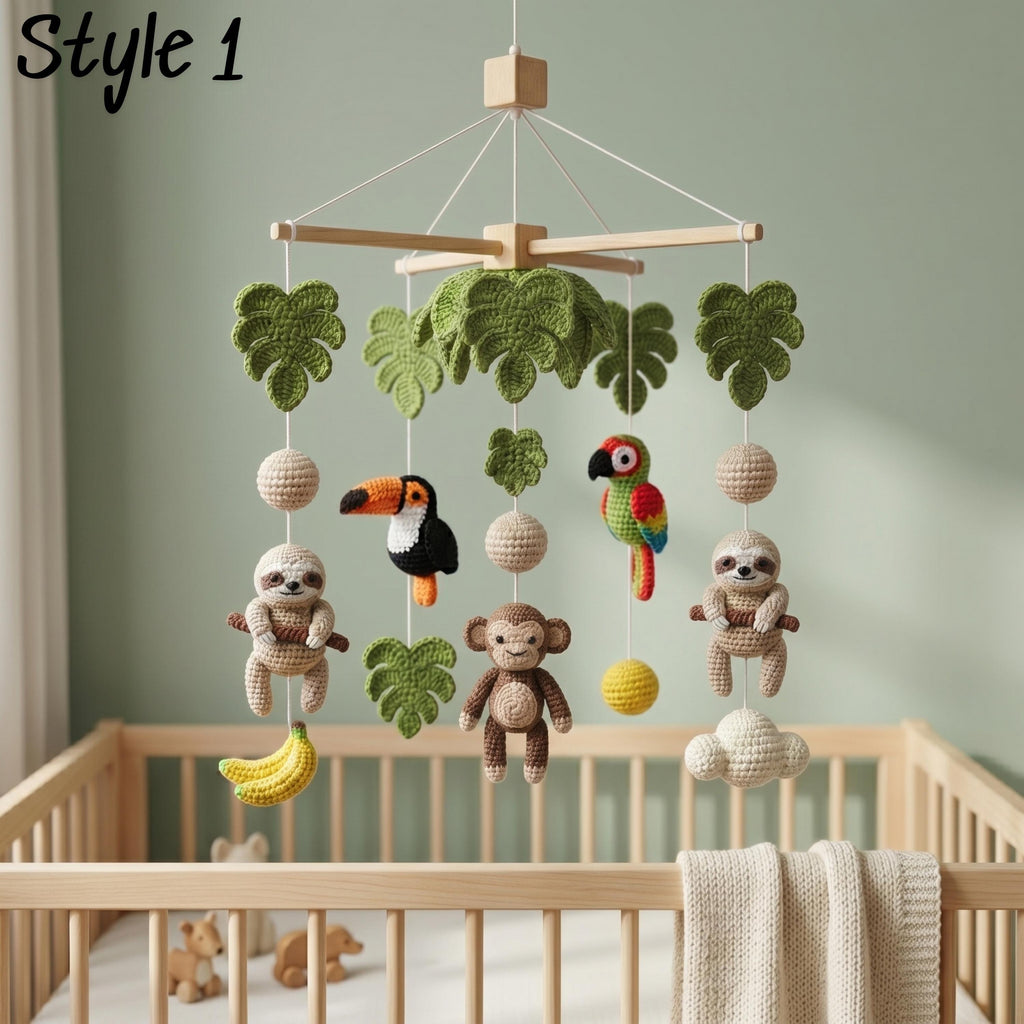 Handmade Jungle Baby Mobile, Safari Nursery Decor