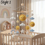 Rainbow Sun Baby Mobile, Crochet Star Cloud Airplane Crib Mobile